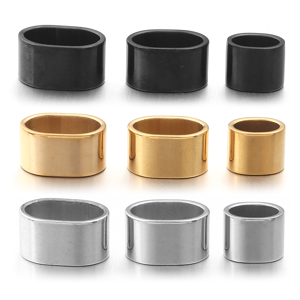 Jewelry Making Ideas - 6 Stück flache Edelstahl-Rohr-Schieberperlen, Positionsperlen, großes