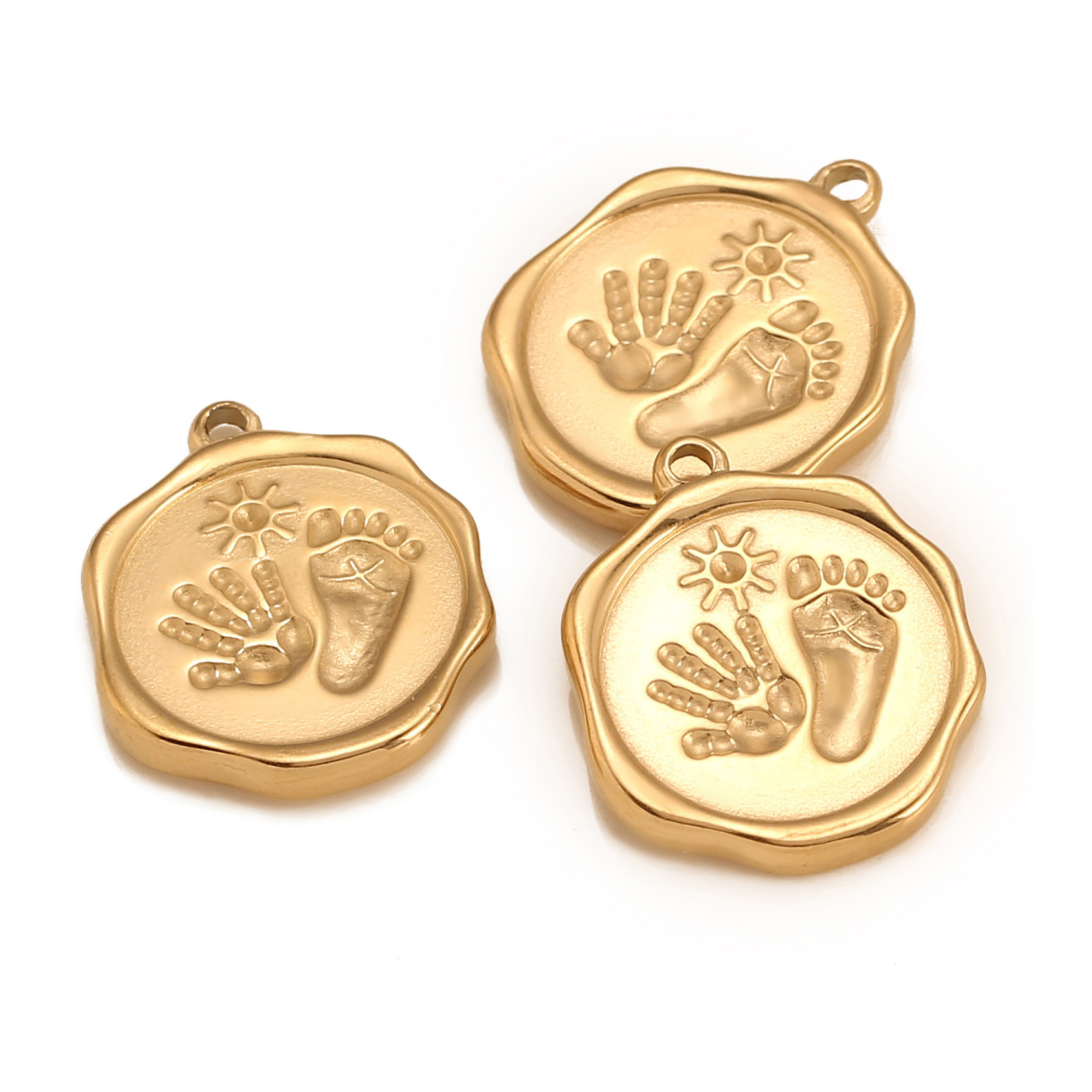 Jewelry Making 3 Year Old - 3PC Edelstahl Nette Baby Fußabdruck Handabdruck