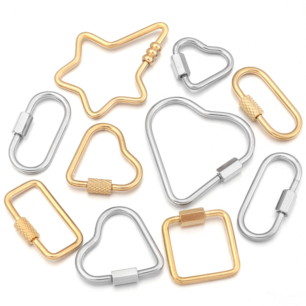 Jewelry Making Articles - 2pcs Gold Edelstahl Herz Schraube Karabiner