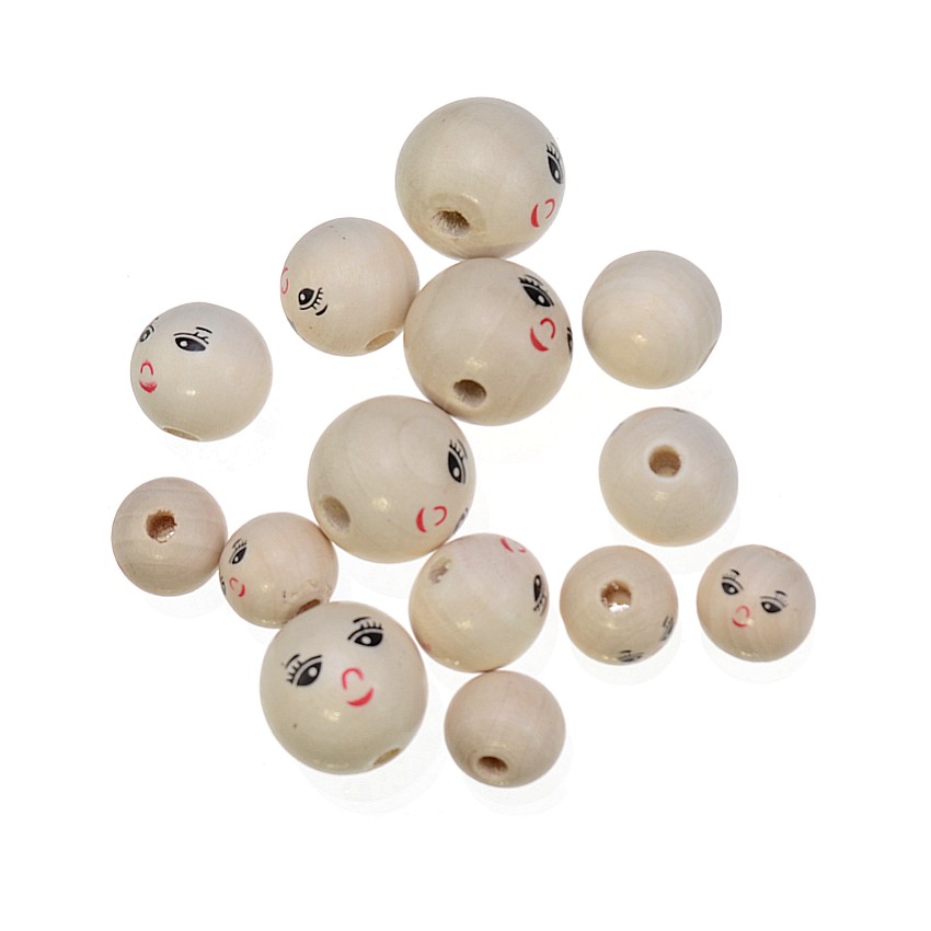 Jewelry Making 3 Year Old - 20/50PCs Lächelndes Gesicht Holz Perlen Spacer