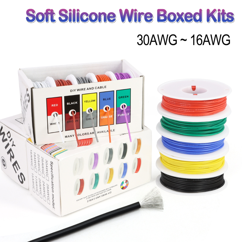 Wire 22 Gauge Copper - Boxed Kit Hitzebeständiger flexibler Silikondraht 30/28/26/24/22/20/18/16