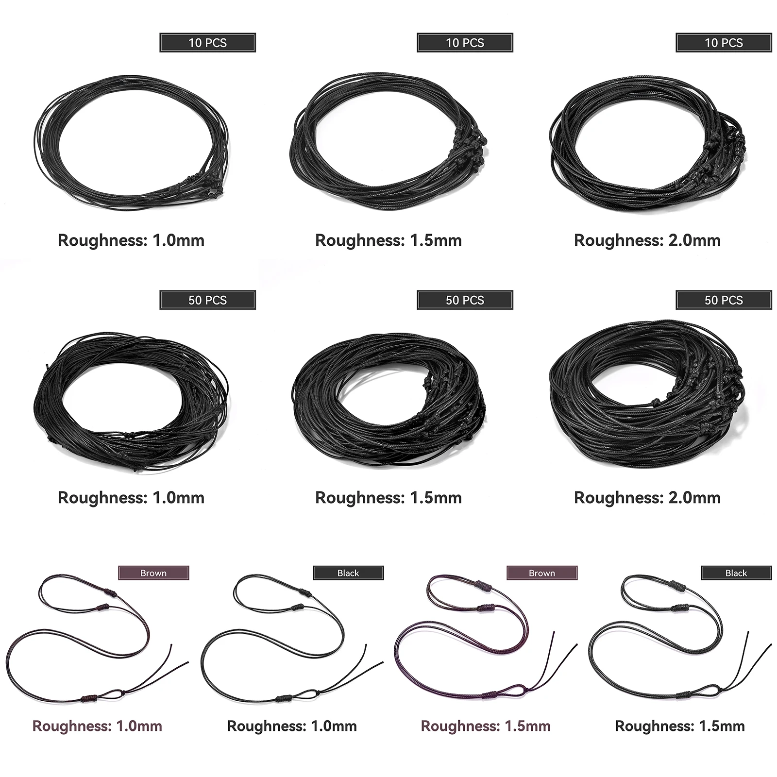 Jewelry Making Wax - 1/10/50 Stück 1/1,5/2mm Verstellbare Choker-Halskette aus