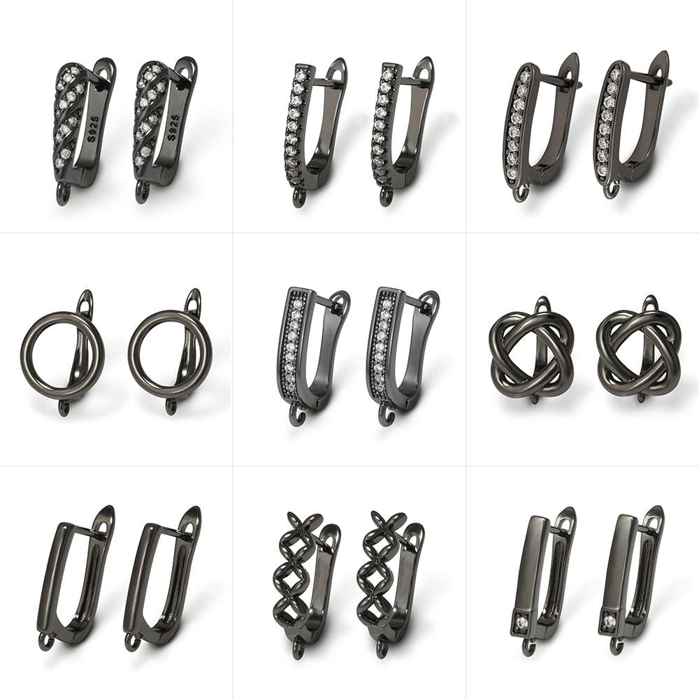 Jewelry Making Articles - YANASI 1 Paar Waffen-Schwarz Messing Ohrringhaken