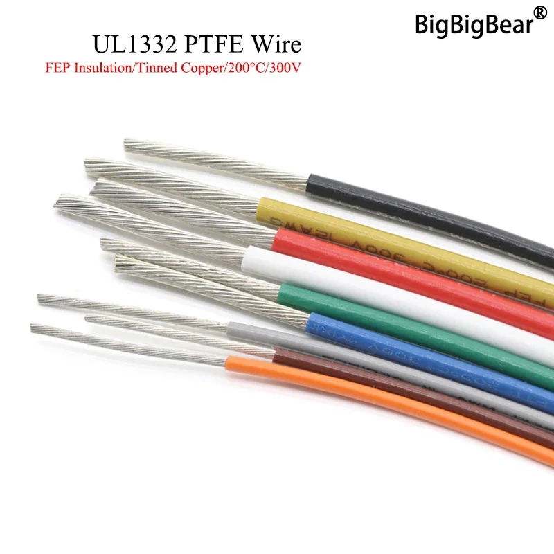 Wire 22 Gauge Copper - 1M/5M UL1332 PTFE Draht 30/28/26/24/22/20/18/16/14/13/12/10 AWG