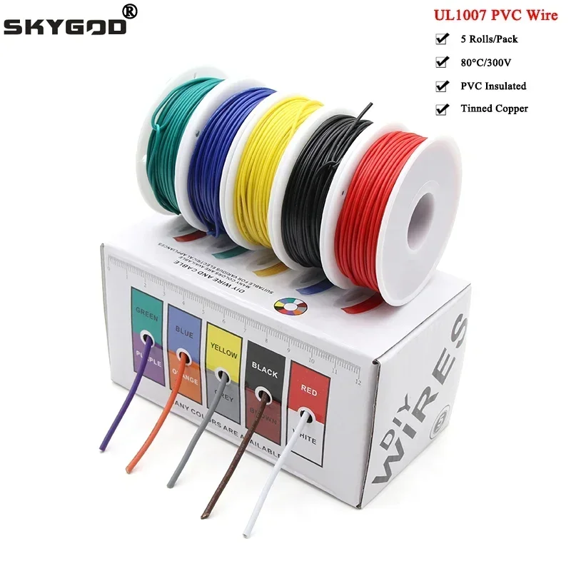 Wire 22 Gauge Copper - (5 Farben Mix Kit) UL1007 Draht