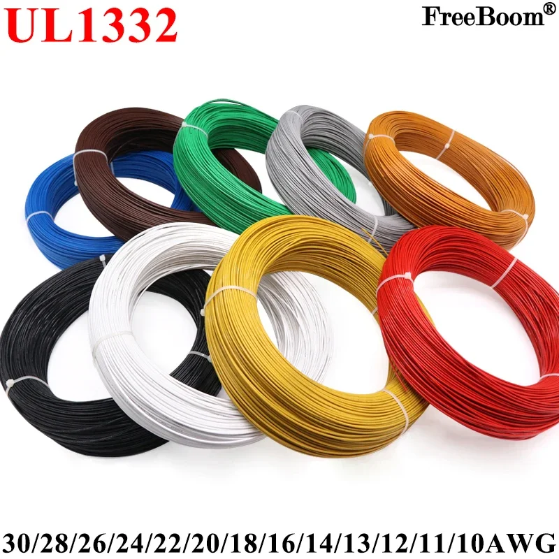 Wire 22 Gauge Copper - 5M/10M UL1332 PTFE Draht 30/28/26/24/22/20/18/16/14/13/12/10 AWG