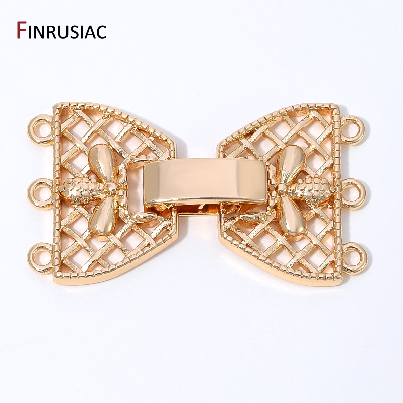 Jewelry Making Articles - 14K Vergoldeter Messing 3-Reihen-Perlenverschluss für Schmuck,