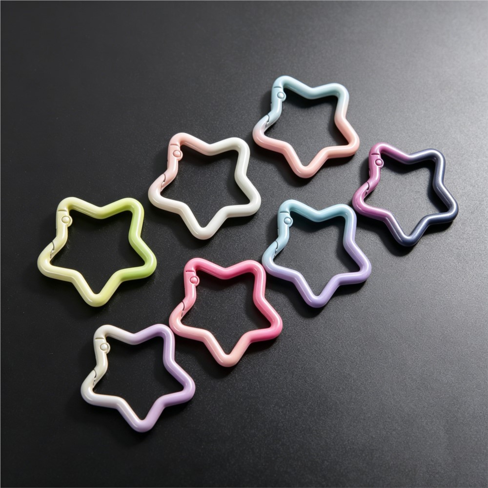 Jewelry Making Articles - 5 Stück Farbverlauf-Sternförmige Federringverschlüsse, Bunte Legierungs-Schlüsselringe
